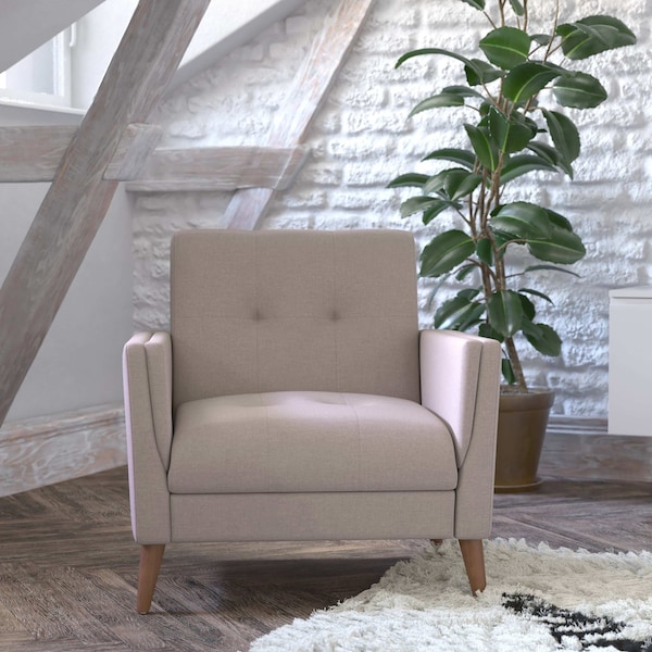 Flash Furniture Taupe Faux Linen Upholstered Tufted Chair IS-22271C-TAUPE-GG - main